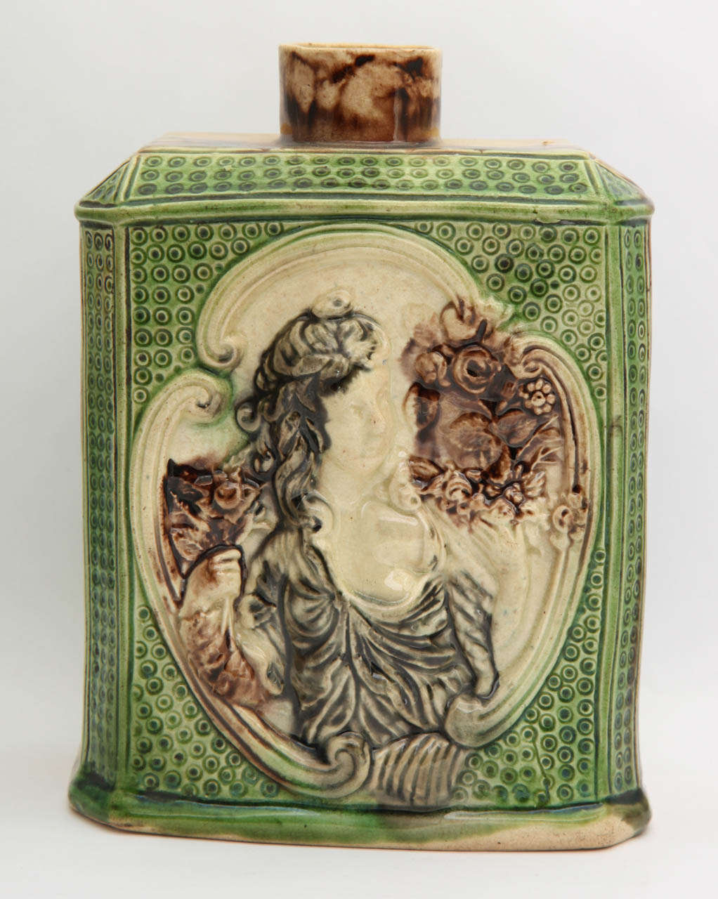 A Rare Whieldon School Tea Caddy With Flora And Fuana