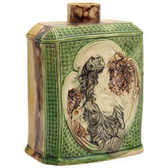 A Rare Whieldon School Tea Caddy With Flora And Fuana
