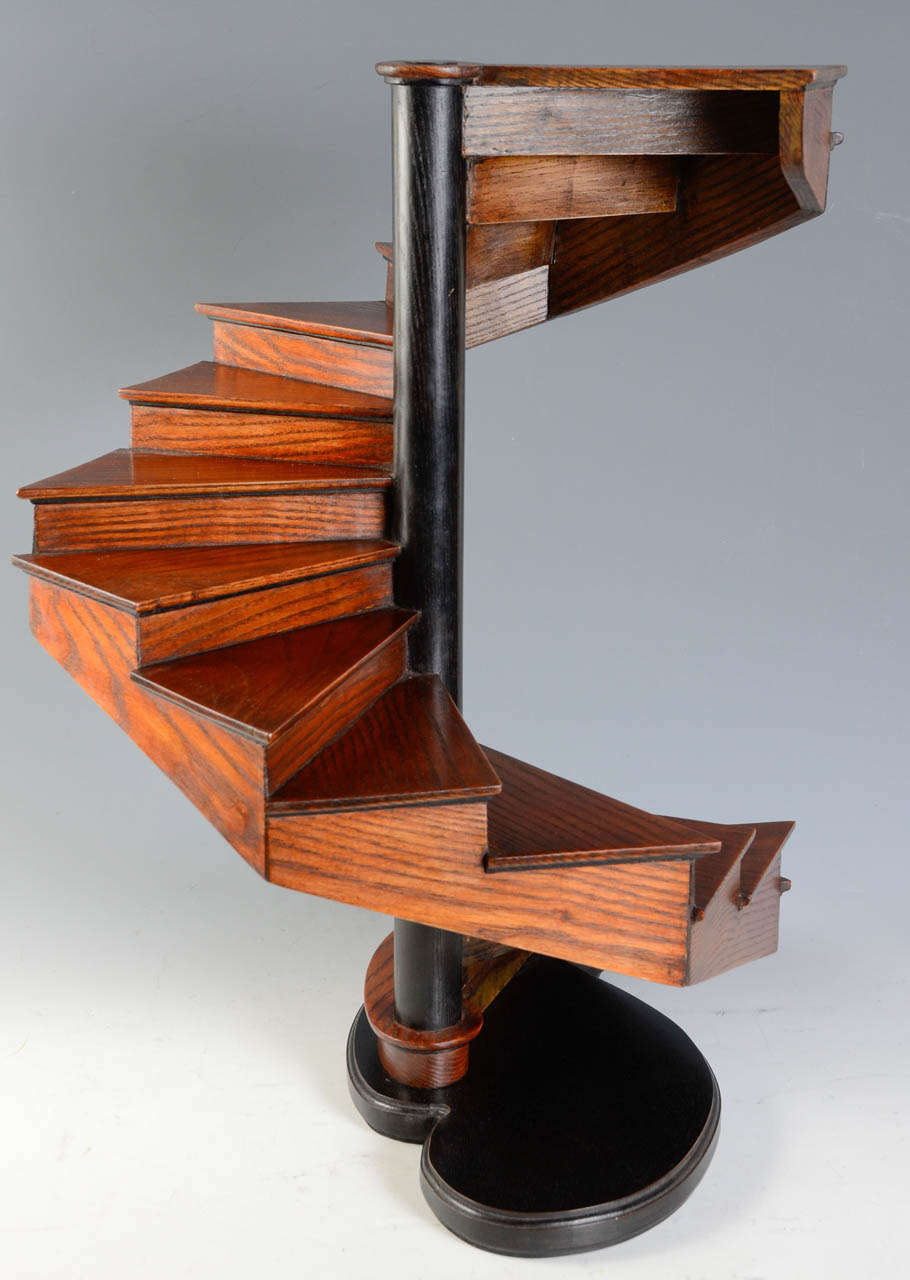 Folk Art 19th Century French Oakwood Masterpiece Spiral Open Stair