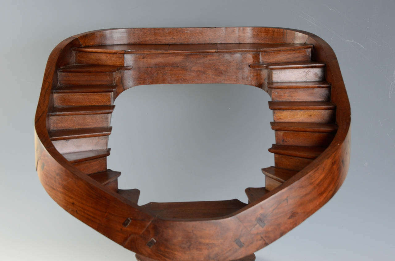 19th Century Carved Walnut Masterpiece, Double Revolution Spiral Staircase Model 3