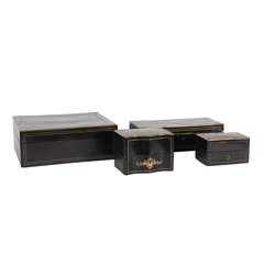 A Collection of a Tuque Black Lacquer Boxes
