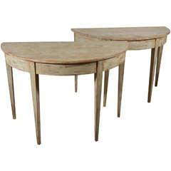 Pair of Painted Demi-lune Tables