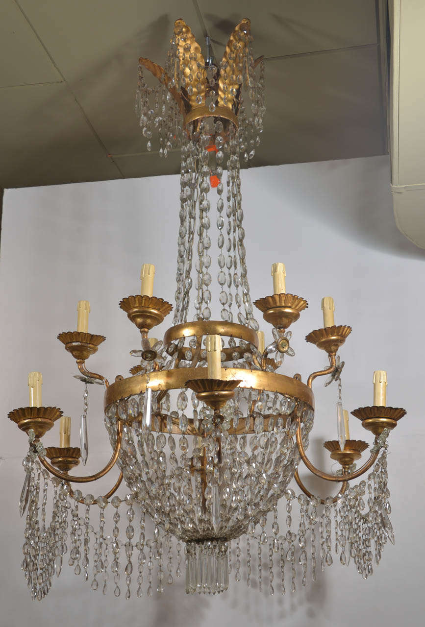 Gilded crytal Empire style chandelier from Lucca.