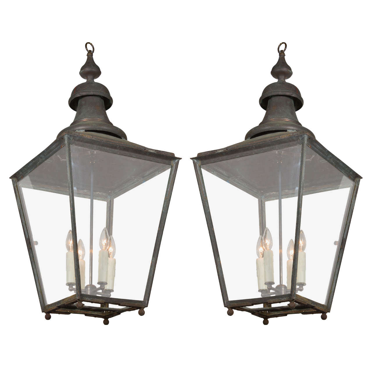 Pair of 19th Century English Copper Lanterns