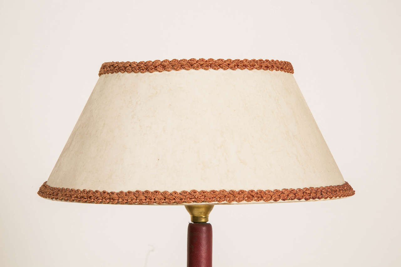 1950s Leather Covered Table Lamp by Jacques Adnet In Good Condition In Paris, FR