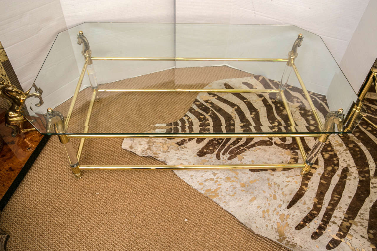 horse glass top coffee table