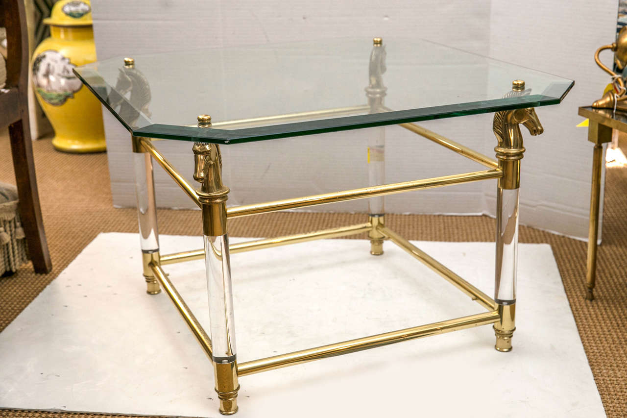Set of Vintage French Brass and Lucite Horse Head Glass ...
