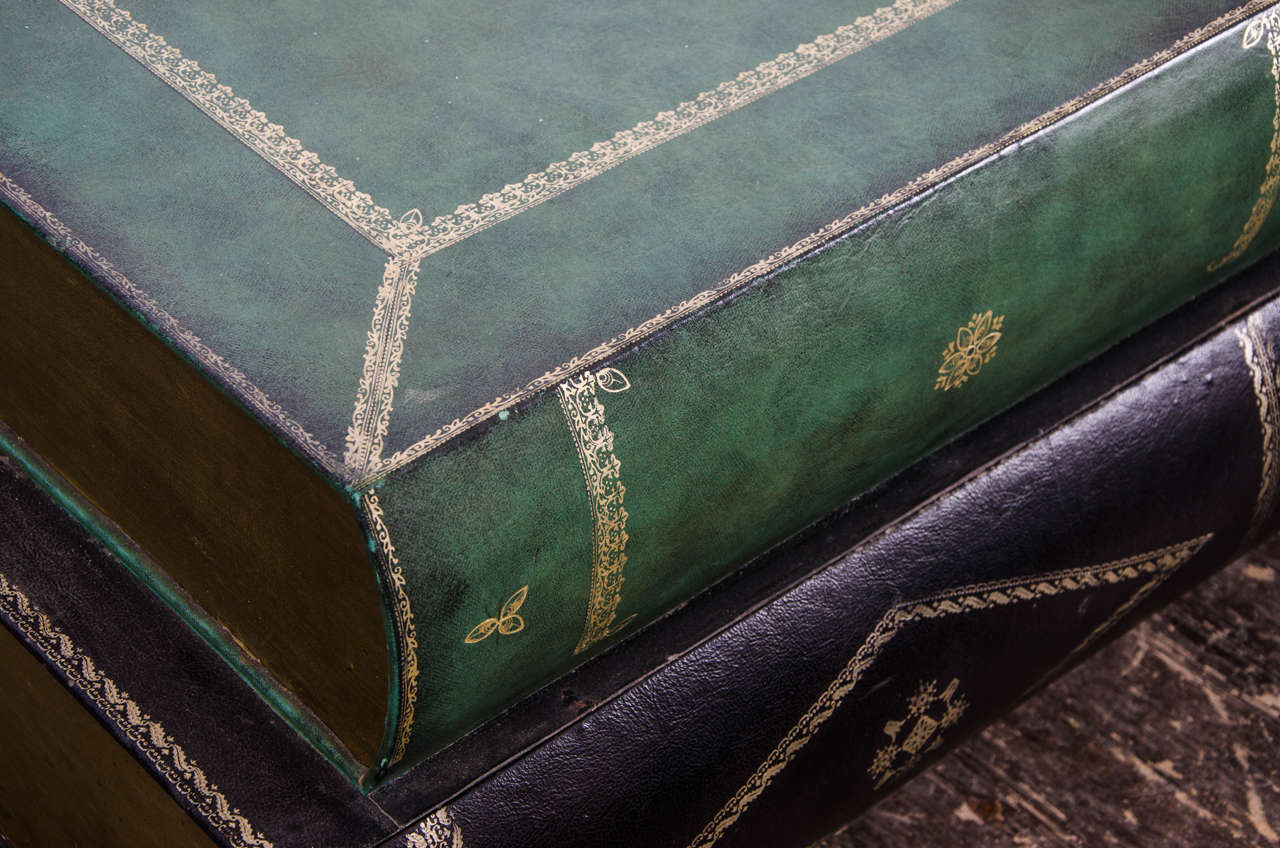 20th Century French Leather Coffee Table in the Shape of Books, circa 1950