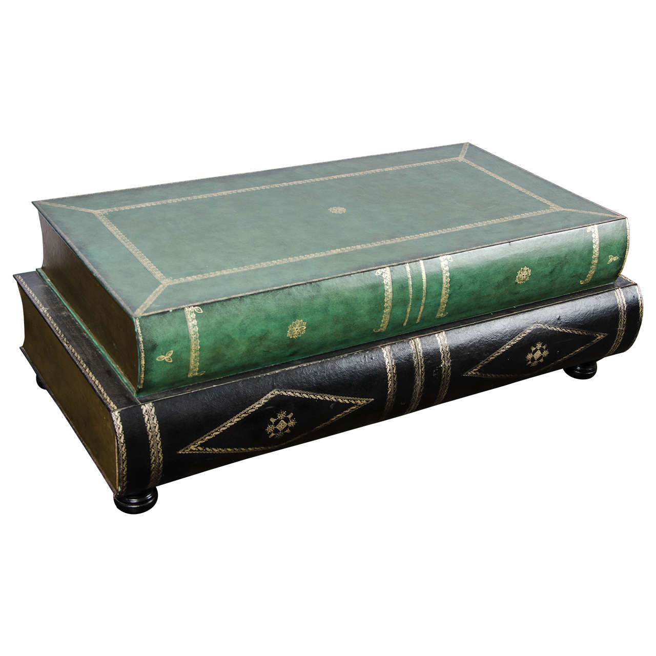 French Leather Coffee Table in the Shape of Books, circa 1950