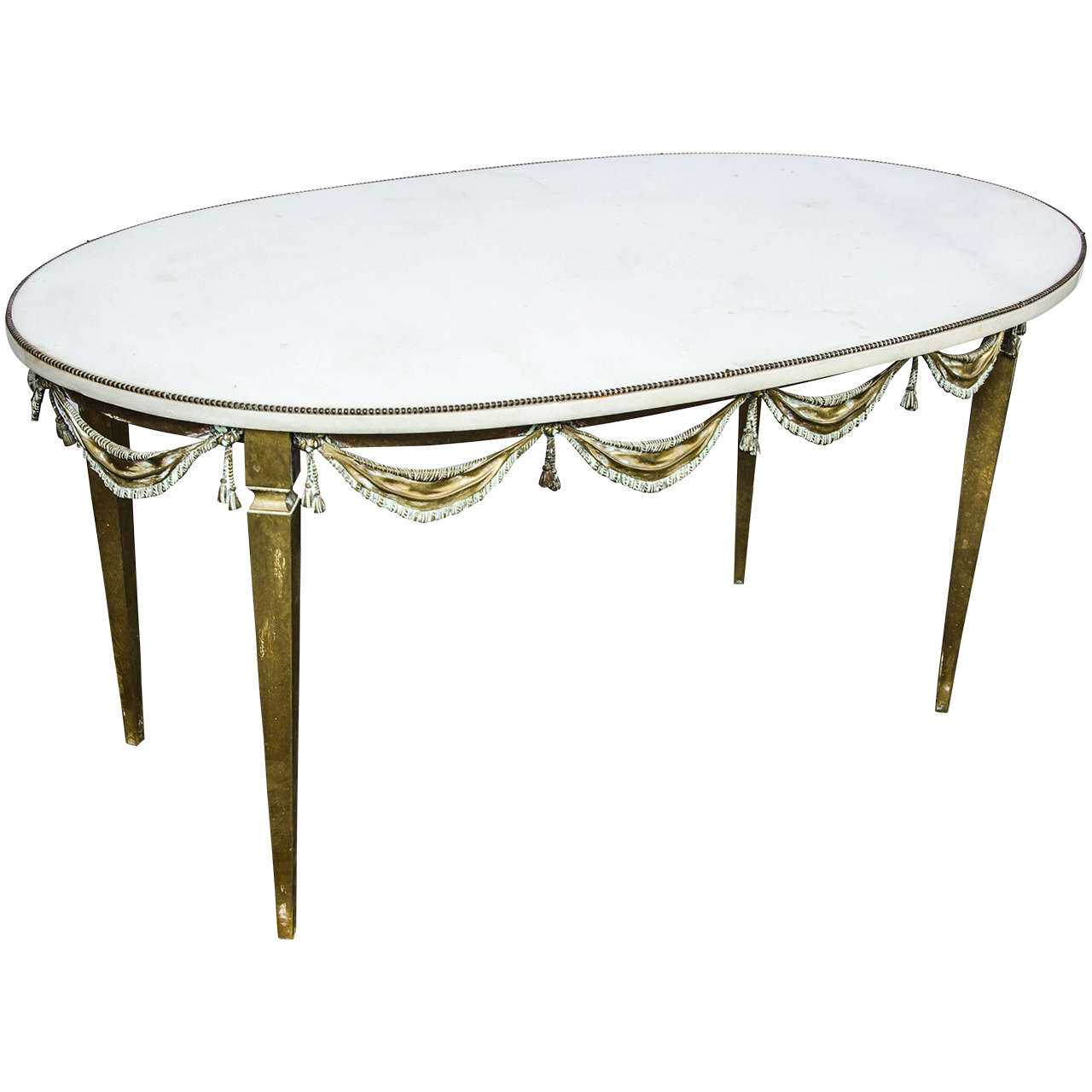 French 1920s Brass and Marble Coffee Table