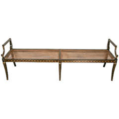 1880 English Black  Lacquered Cane Bench