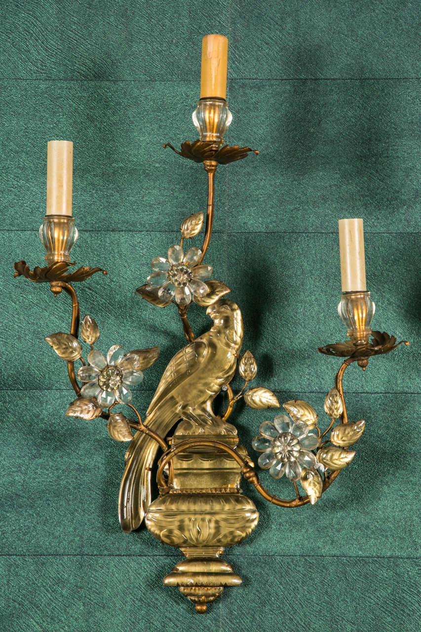 French 1940 Maison Bagues Pair of Sconces