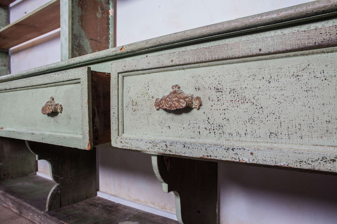 19th Century French Painted Shelves and Drawers In Fair Condition In Nashville, TN