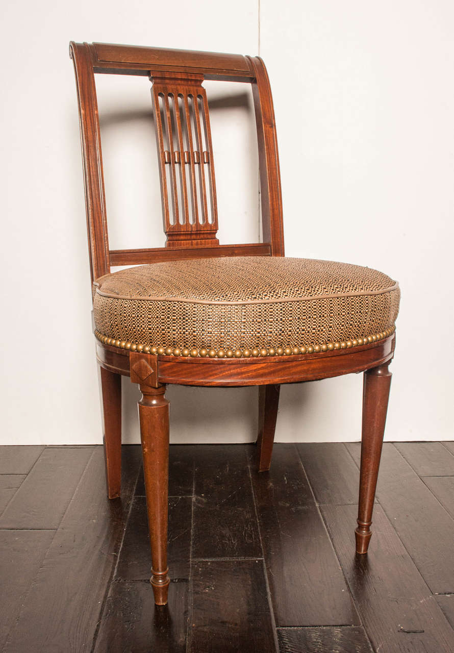 Carved Set of Eight Mid-Century French Mahogany Dining Chairs For Sale