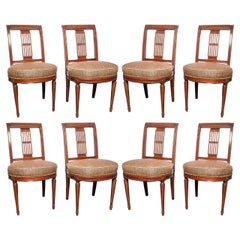 Set of Eight Mid-Century French Mahogany Dining Chairs