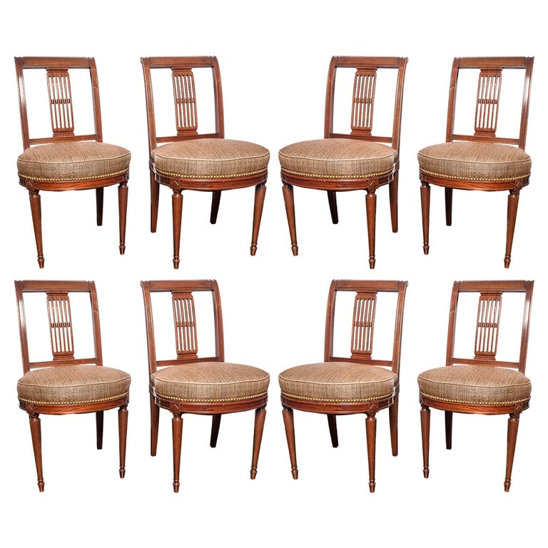 French Set of Eight Dining Chairs, 18th century, offered by Marymount Plantation
