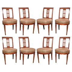 Set of Eight Mid-Century French Mahogany Dining Chairs 12