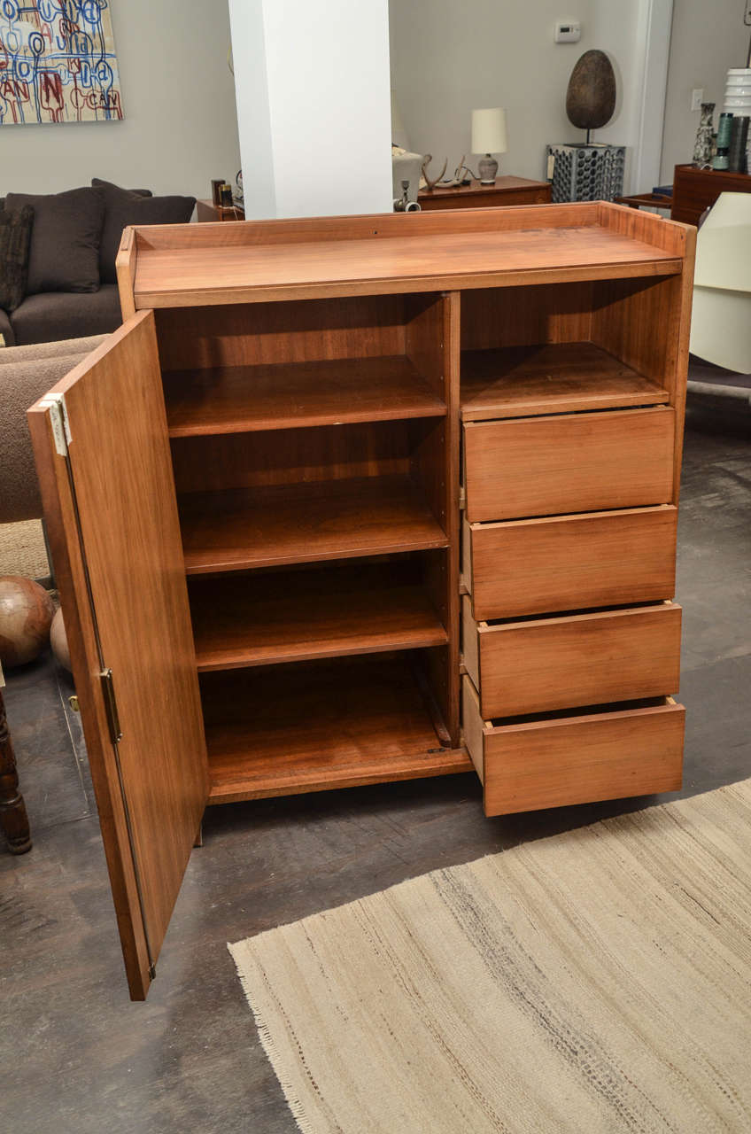 French Vintage Mid-Century Walnut Chest by Flachet, France, c. 1950s