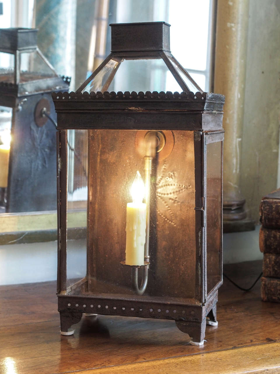 This handsome 19th century French lantern has a wonderful patina and the 