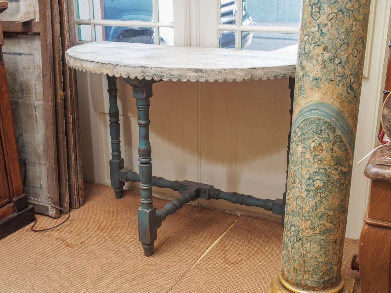 Pair of 19th Century Spanish Demilune Tables with Scalloped Aprons 3