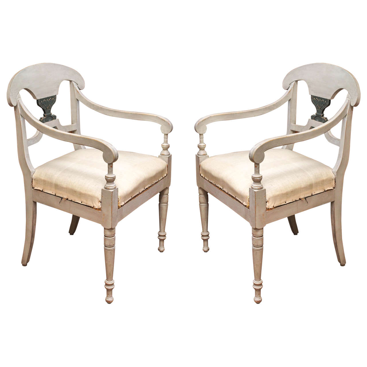 Pair of Early 19th Century Painted Swedish Armchairs