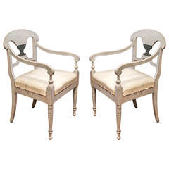 Pair of Early 19th Century Painted Swedish Armchairs