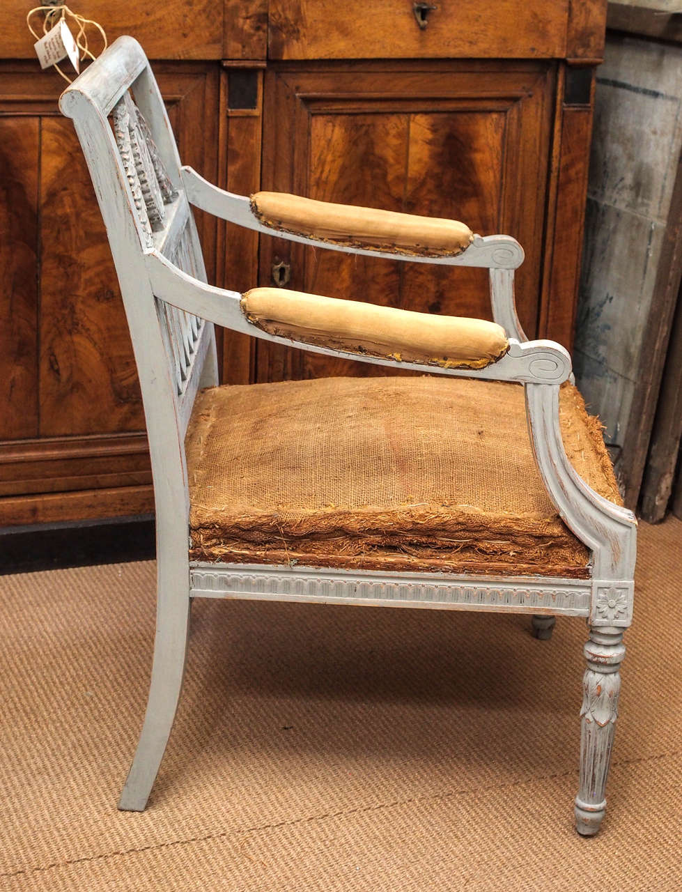 20th Century Pair of 18th Century Style Painted Gustavian Armchairs, Sweden