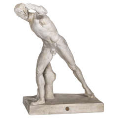 Antique Plaster Reproduction of the Borghese Gladiator, England, circa 1900