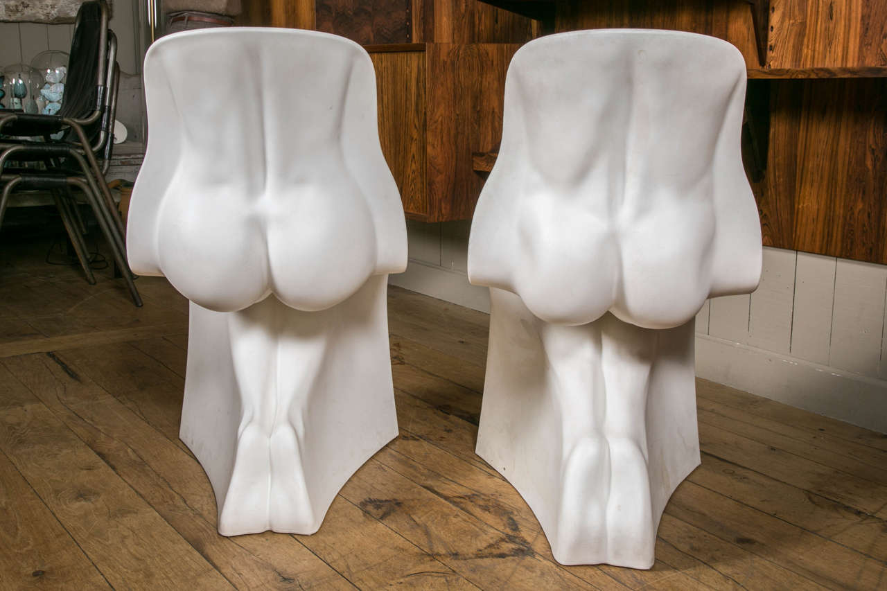 Pair of chairs Mr. and Mrs. in white molded resin created by Fabio Novembre, and produced by Casamania, circa 2008, Italy.
Very decorative!
Height: 88 cm, width 54 cm, depth: 46 cm.