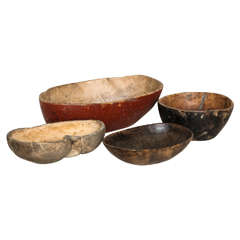 Antique Collection of Four Swedish Burl Bowls