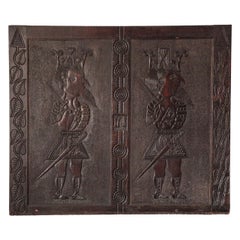 Unique 18th Century English Carved Panel of Two Kings