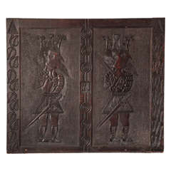 Unique 18th Century English Carved Panel of Two Kings 6