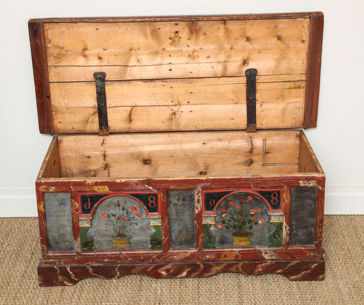 Pine Norwegian Folk Art Marriage Coffer