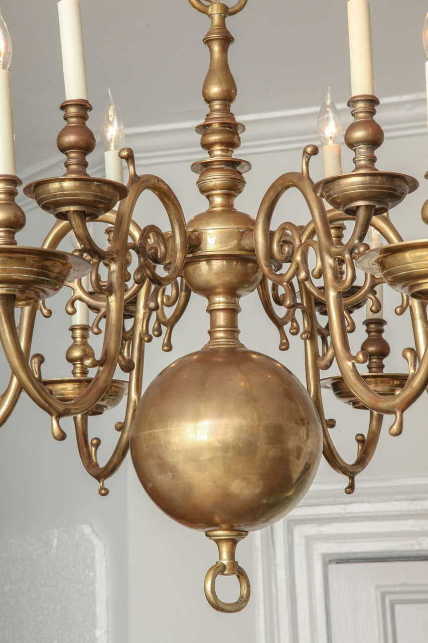Unusual Brass TwelveLight Chandelier at 1stDibs