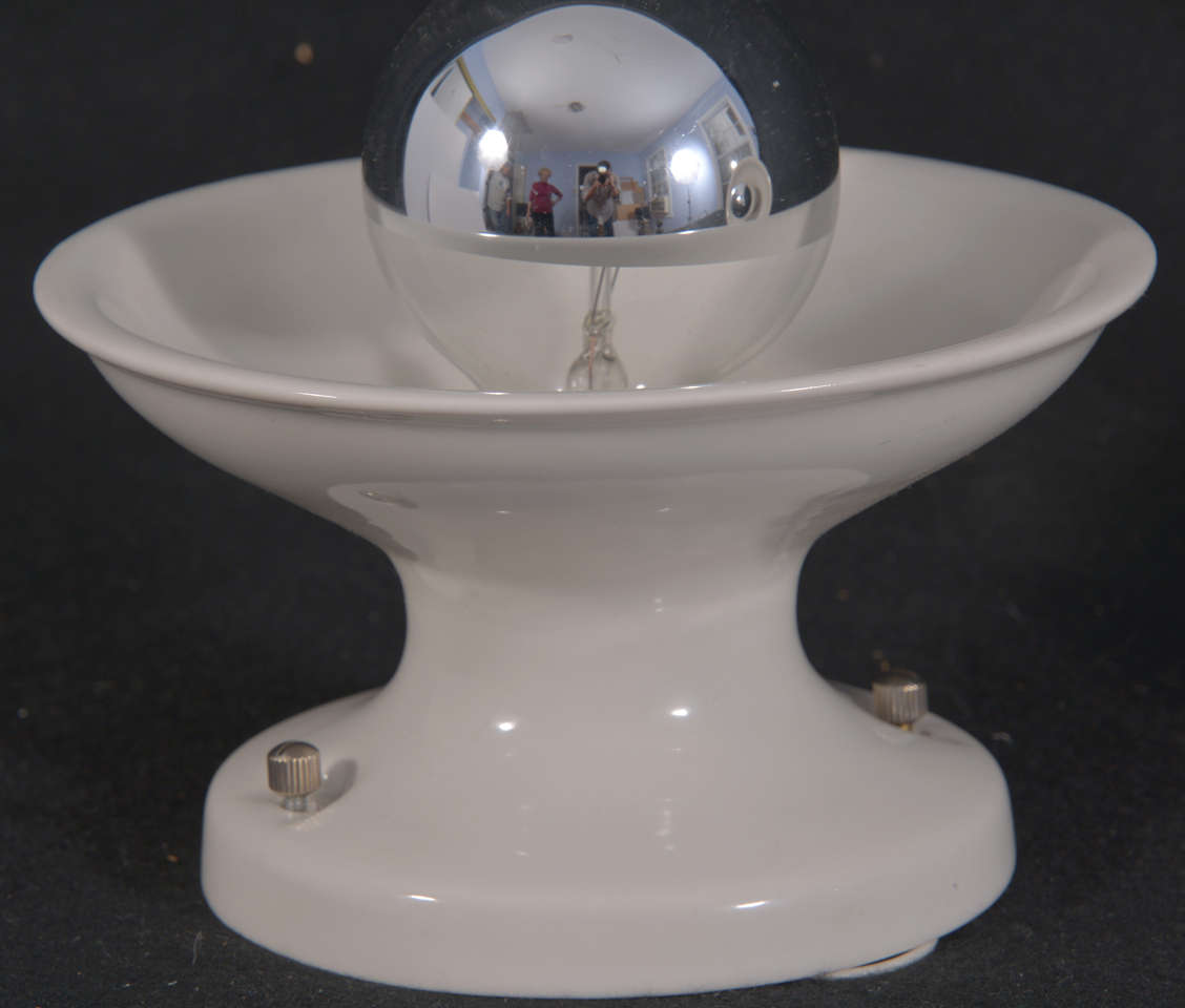 American 1920's - 30's Porcelain  Canopy/shade Flushmount For Sale