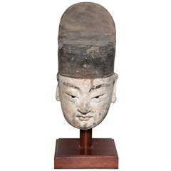 16th Century Ming Dynasty Stucco Head of an Official with Original Paint 5
