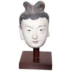 Original Paint 15/16th Century Ming Dynasty Head of a Court Lady 5