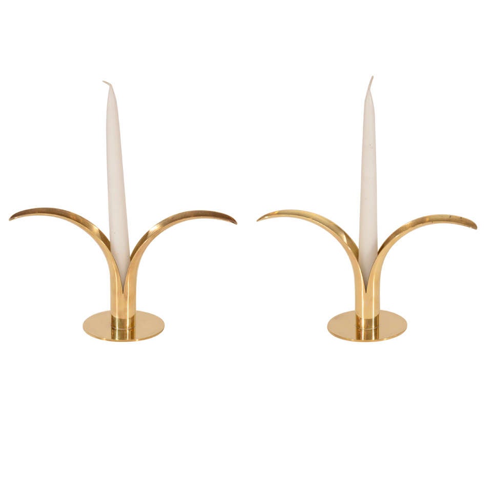 Pair of Swedish "Lily" Candlesticks