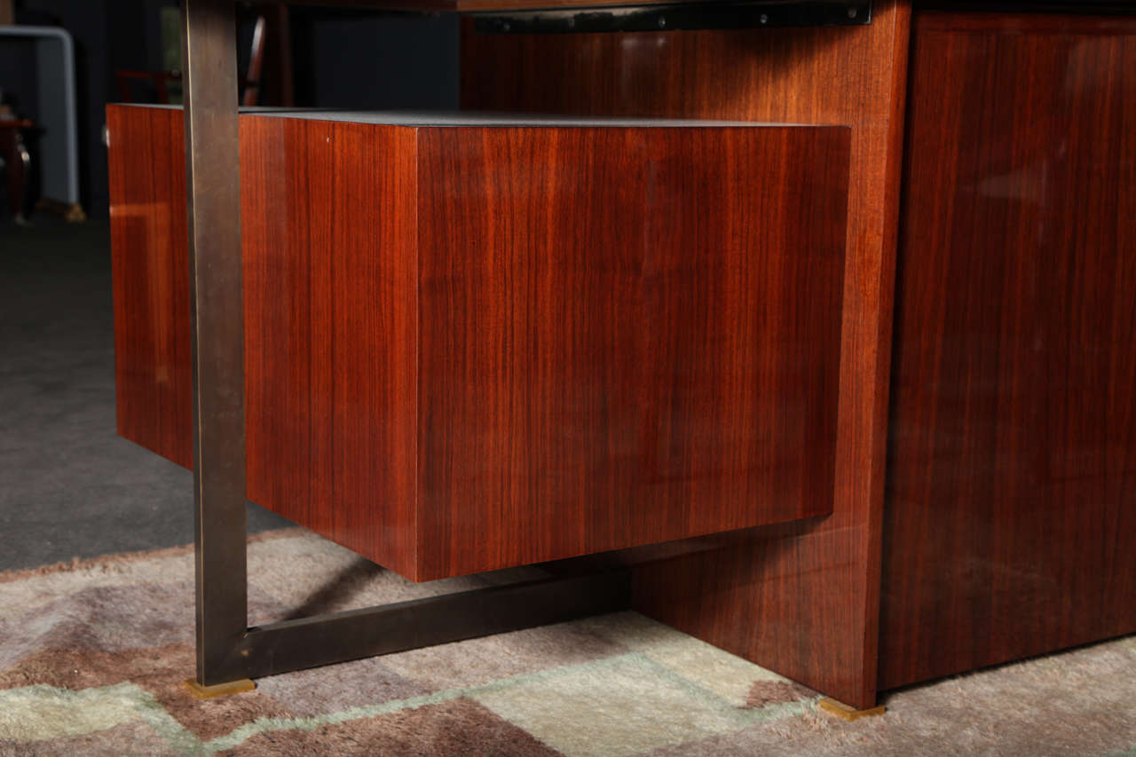 Maison Leleu, Mahogany Conference Desk with Extension, France, 1966 In Good Condition In New York, NY
