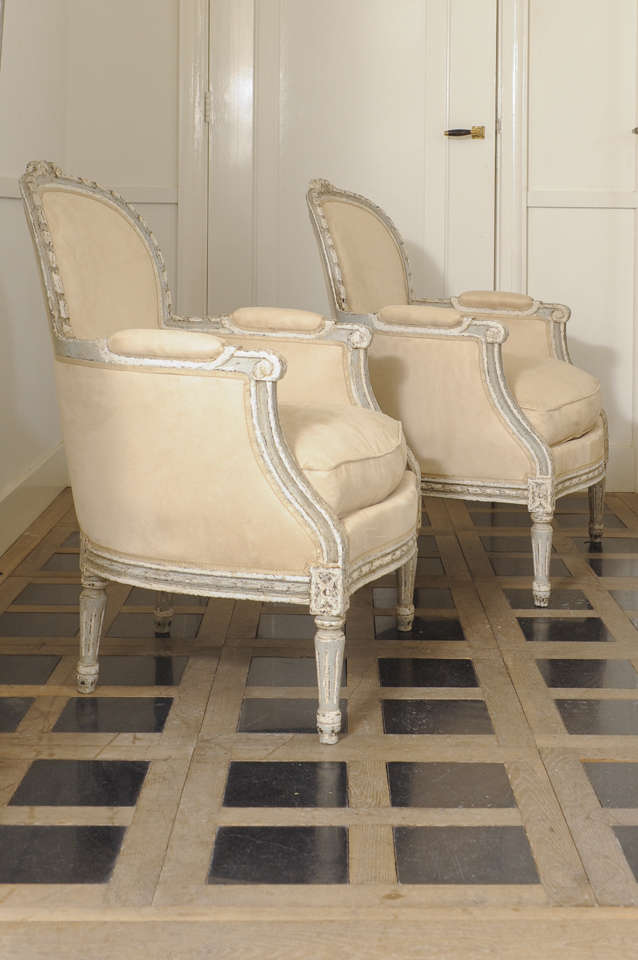 A pair of 19th century French armchairs in Louis XVI style, with new upholstery