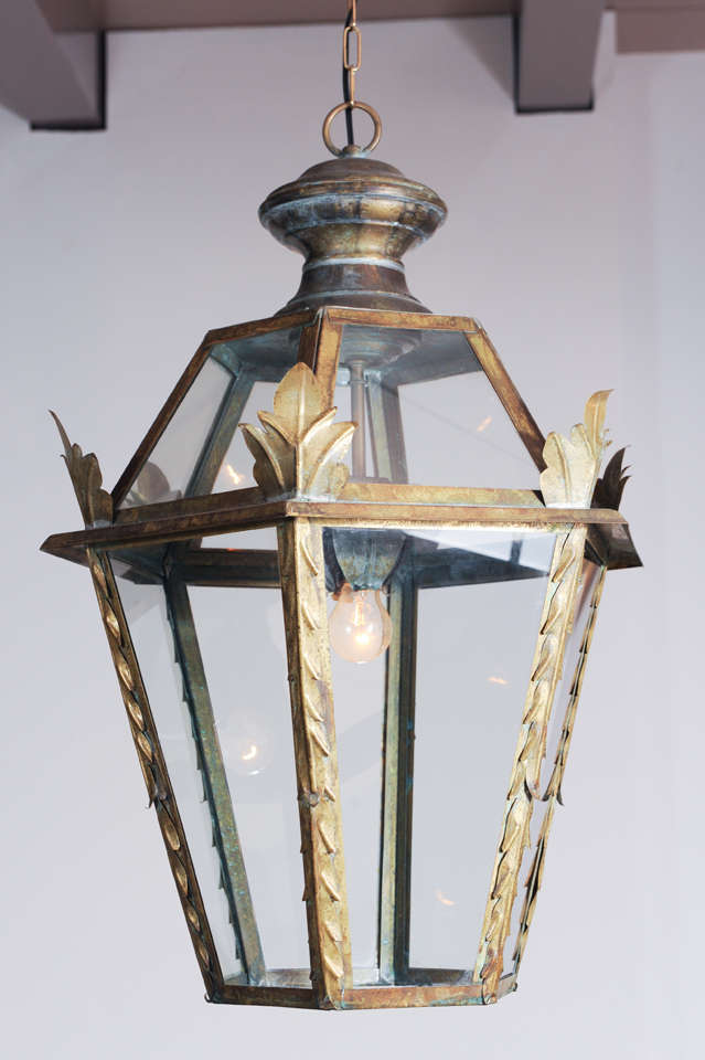 A pair of 20th century copper, hexagonal lanterns