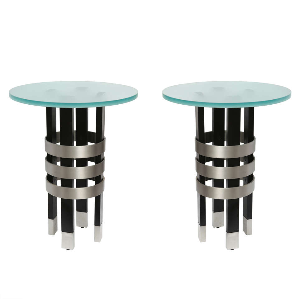 Pair of 1970s Architectural Side Tables 