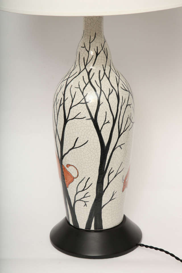 A Pair Of 1950's Italian Majolica Table Lamps Signed Ernestine In Excellent Condition In New York, NY