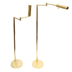 A Pair of 1960
s Articulated brass Table Lamps signed Koch 
Lowy