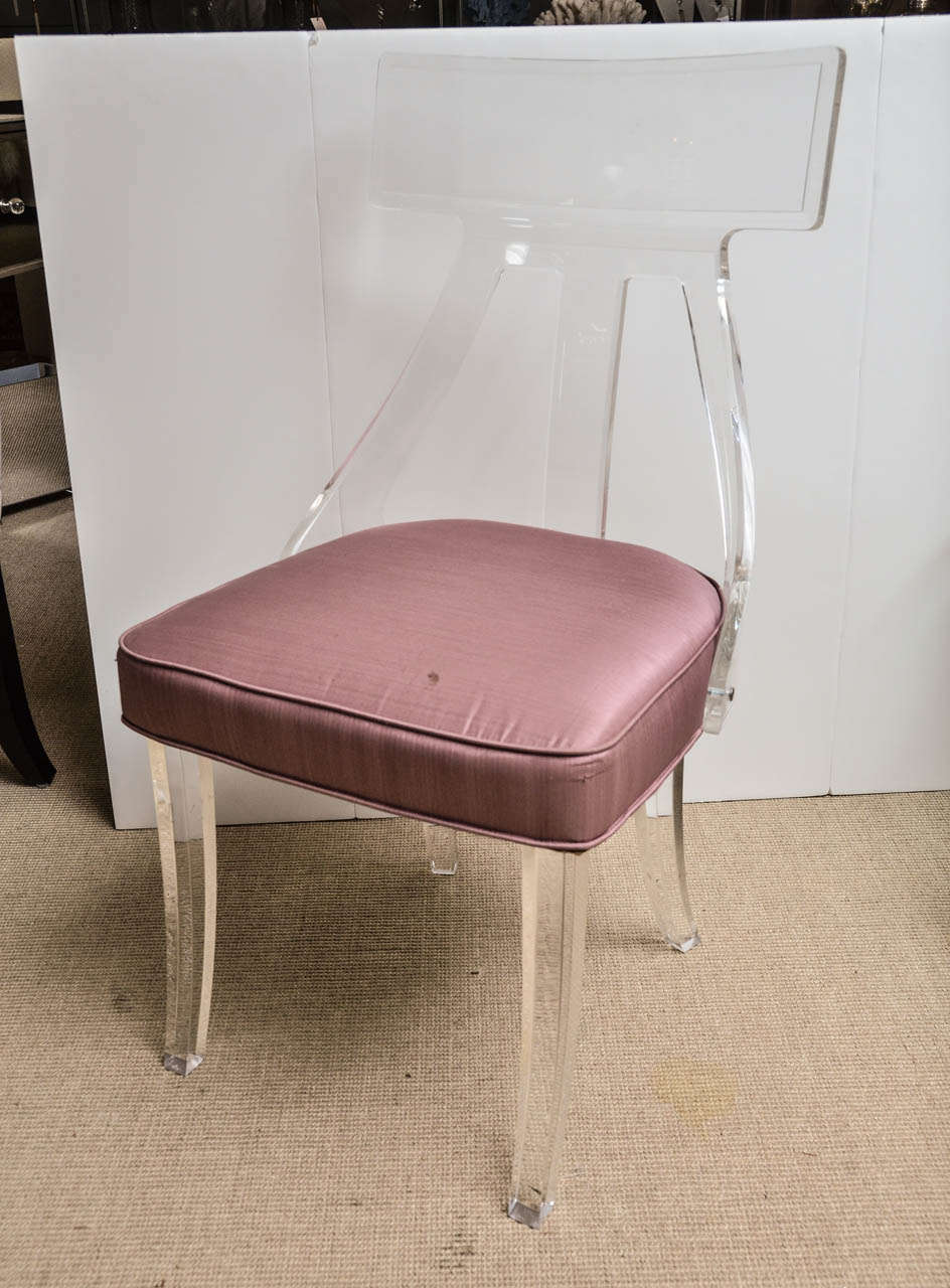 Vintage clear Lucite upholstered desk chair