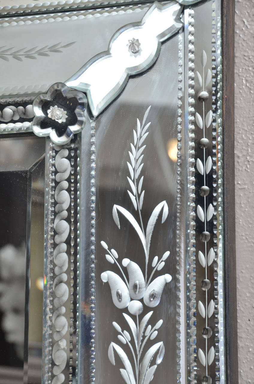 Etched and Beveled Venetian Mirror For Sale 1