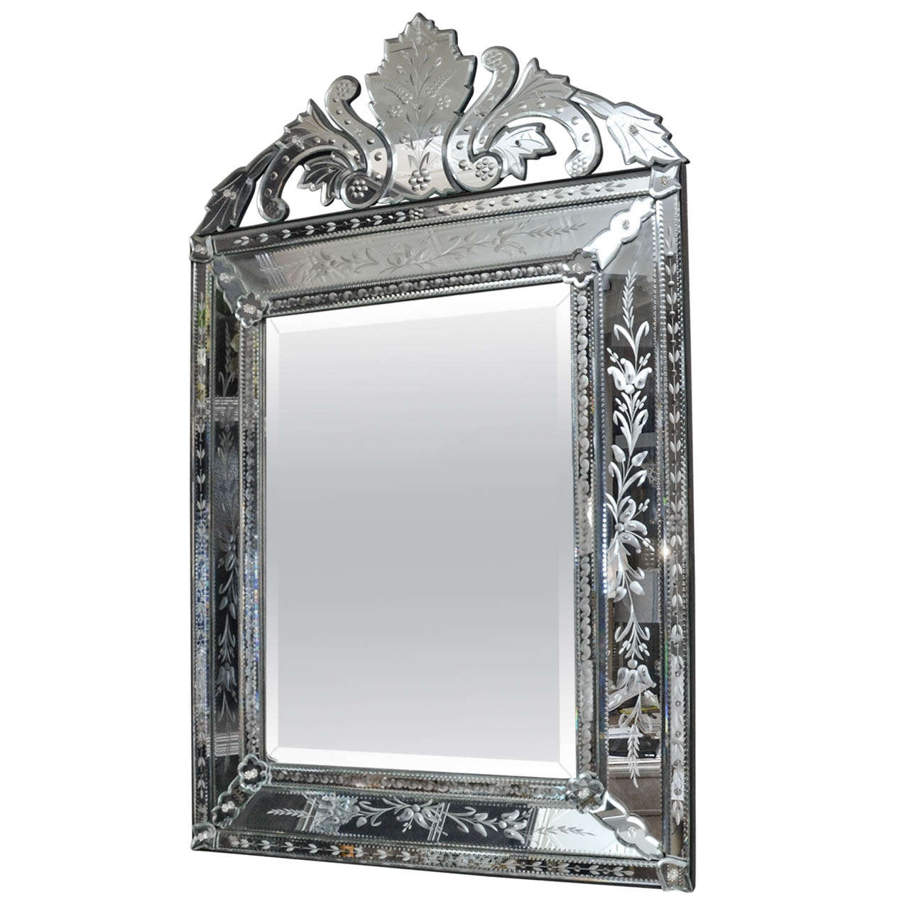 Etched and Beveled Venetian Mirror For Sale