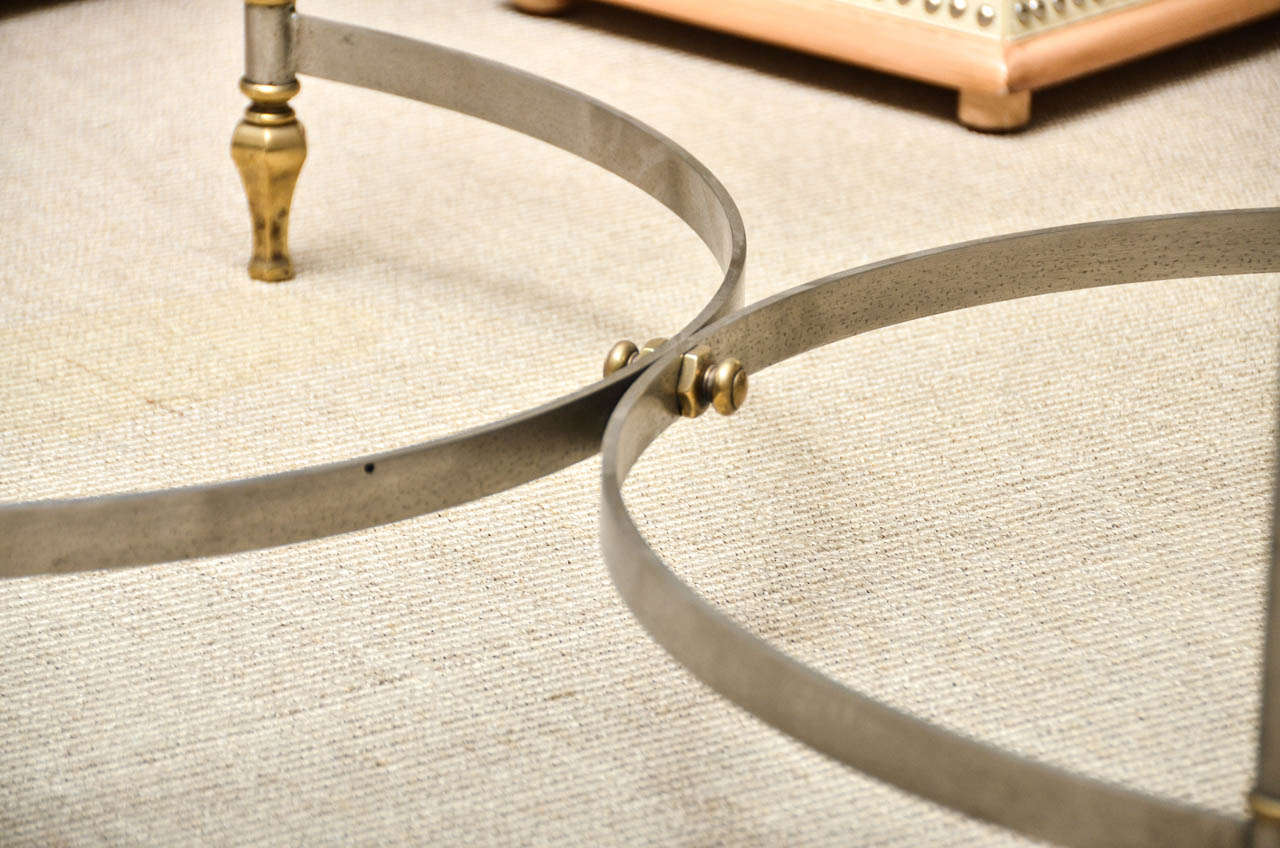 Round Steel, Brass and Glass Cocktail Table 2