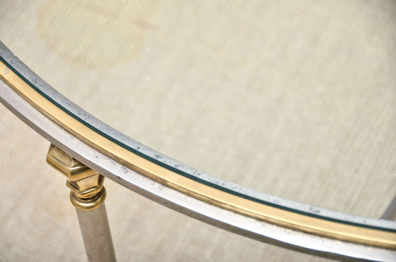 Round Steel, Brass and Glass Cocktail Table 5