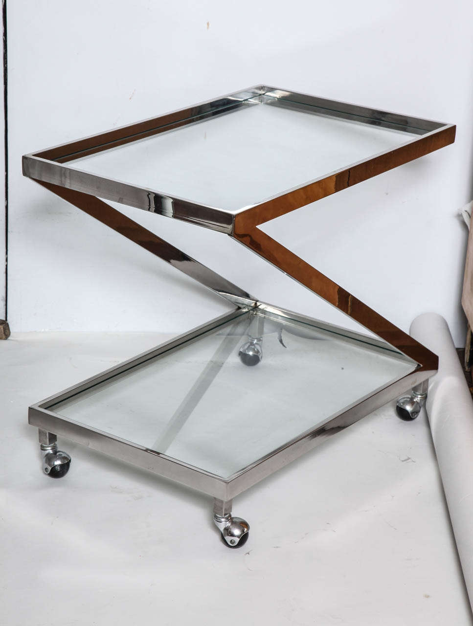 American Chrome and Glass Mid-Century Bar Cart